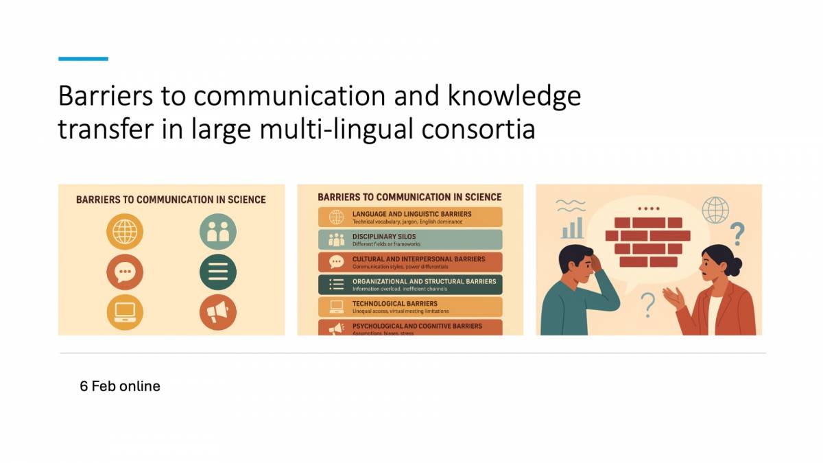 WORKSHOP online - Barriers to communication and knowledge transfer in large multi-lingual consortia -